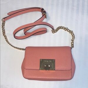 Michael Kors Coral Pink Crossbody Bag with Gold Hardware